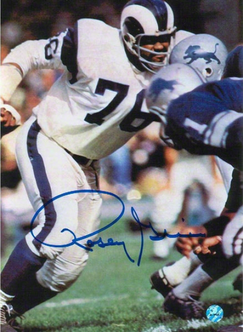 Rosey Grier Autographedd Los Angeles Rams 8x10 Photo