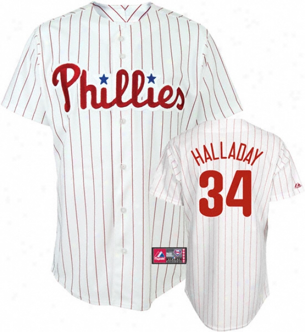 Roy Halladay Jersey: Adult Majestic Home White Autograph copy #34 Philadelphia Pjillies Jersey