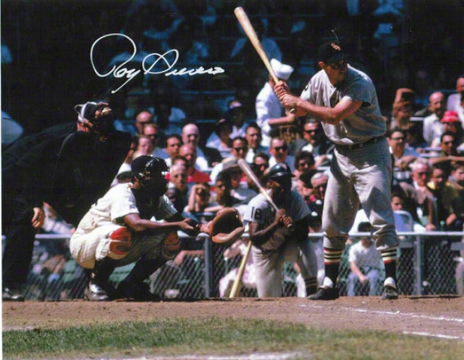 Roy Sievers Chicago White Sox Autographed 8x10 Photo At The Plate Horizontal