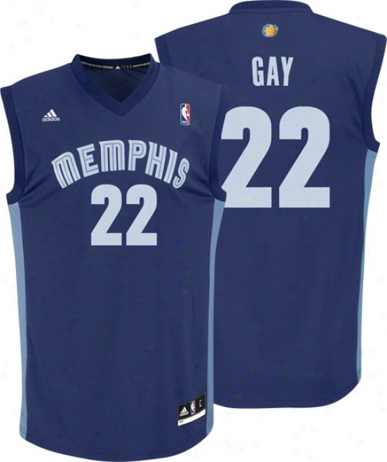 Rudy Gay Jersey: Adidas Revolution 30 Navy Replica #22 Memphis Grizzlies Jersey