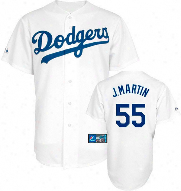 Russell Martin Jersey: Adult Majestic Home White Replica #55 Los Angeles Dodgers Jersey