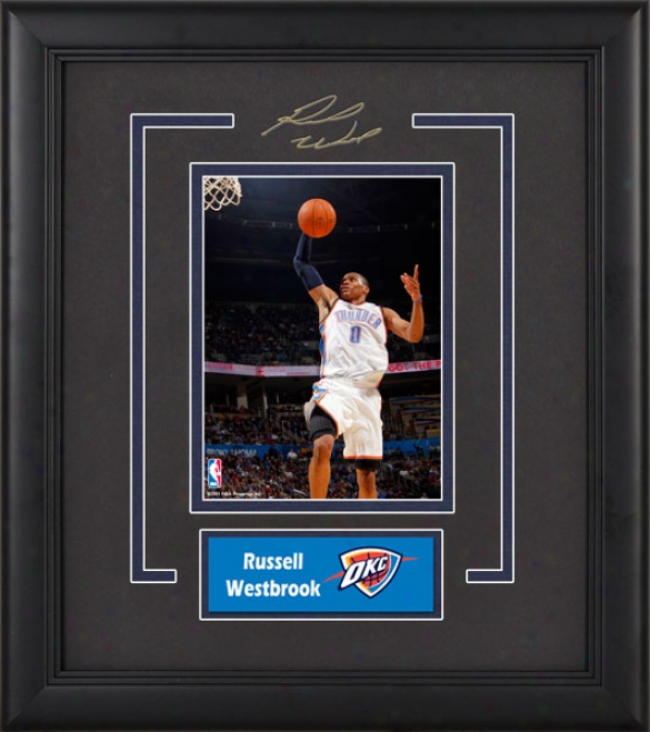 Russell Westbrook Oklahoma City Thunder Framed 6x8 Photograph With Facsimile Signature And Plate