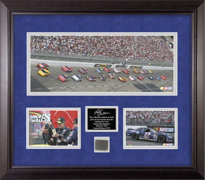 Rusty Wallace - 2004 Advance Auto Parts 500 Champion - Framed Mini Panoramic Photograph With 8x10 Photographs And Racw Used Tire