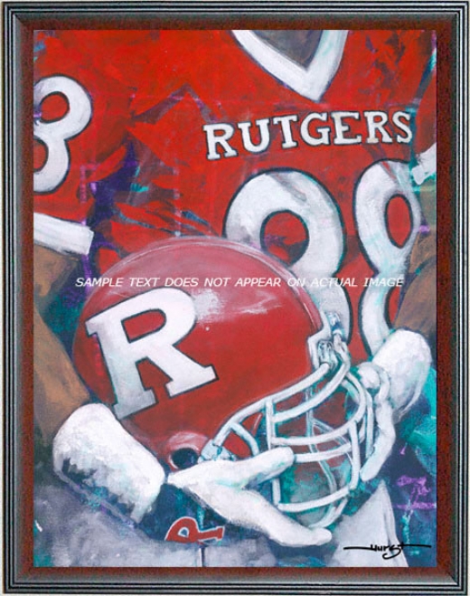 Rutgers Scarlet Knights - &quotstate U Helmet Series&quot - Lareg - Framed Giclee