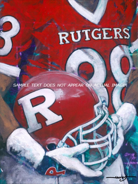 Rutgers Scarlet Knights - &quotstate U Helmet Series&quot - Oversized - Unframed Giclee