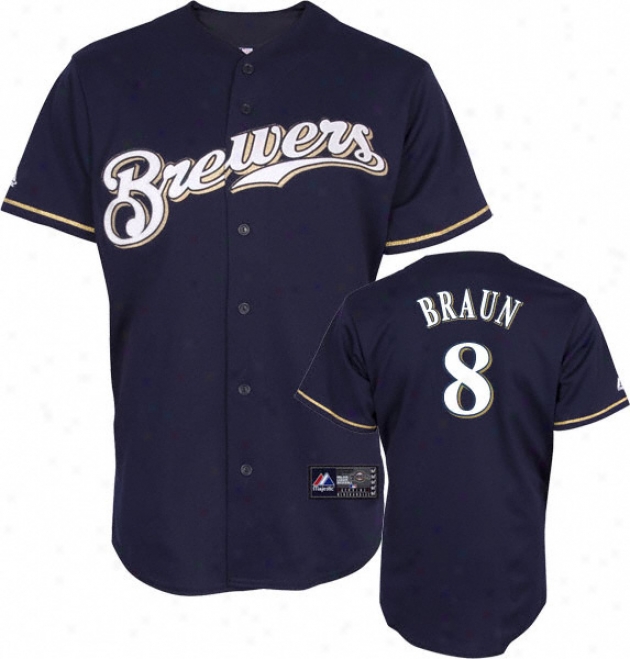 Ryan Braun Jersey: Adult Majestic Alternate Navy Replica #8 Milwaukee Brewers Jersey