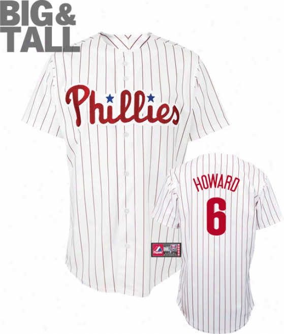 Ryan Howard Big & Tall Jersey: Adult Home Pinstripe Replica #6 Philadelphia Phillies Jersey