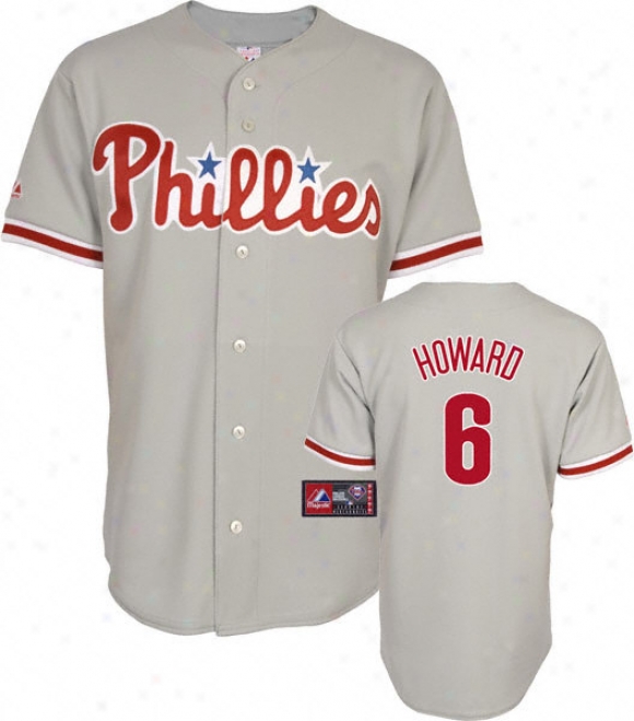 Ryan Howard Jersey: Adult Majestic Roadstead Grey Replica #6 Philadelphia Phillies Jersey