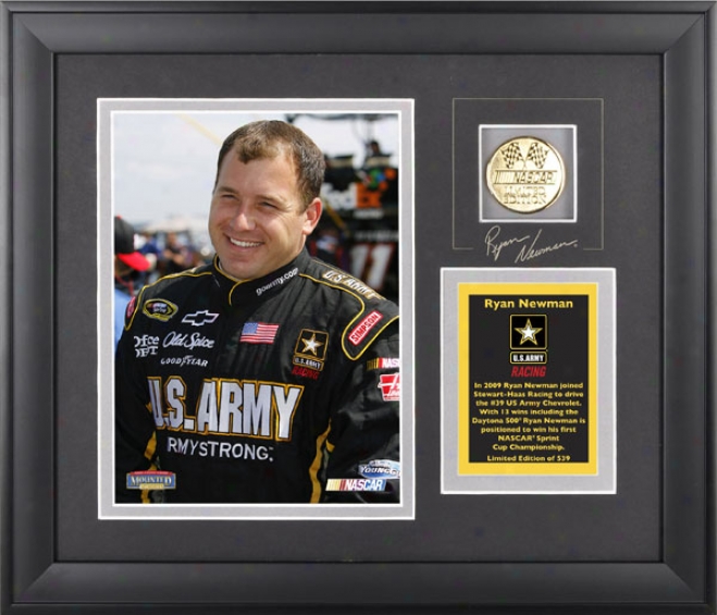 Ryan Newman Framed 6x8 Photograph With Facsimile Signature, Engraved Plate And Gold Coiin - Le Of 539