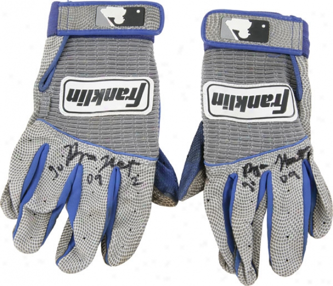 Ryan Theriot Autographed Gray Franklin Batting Gloves With Gu 09 Inscription