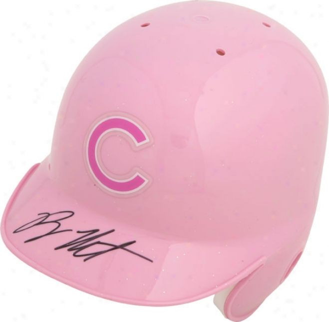 Ryan Theriot Chicago Cubs Autographed Riddell Pink Mini Helm