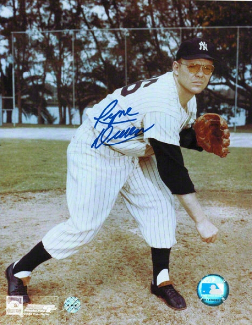 Ryne Duren Recent York Yankees Autographed 8x10 Pnoto Pitching In Color