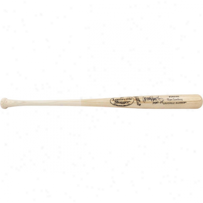 Ryne Sandberg Autographed Bat  Details: Blonde Louisville Slugger Bat, Hof '05 Inscription