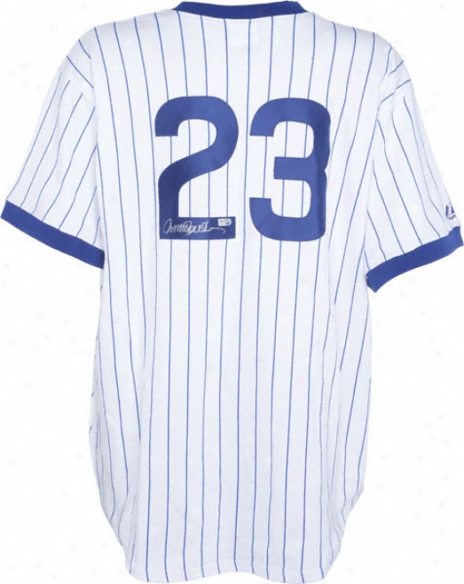 Ryne Sandberg Autographed Jersey  Details: Chicago Cubs, White Pinstripe