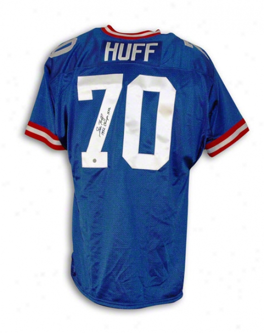 Sam Huff New York Giants Autographed Blue Thrrowback Jersey Inscribed 1956 Champs Nfl