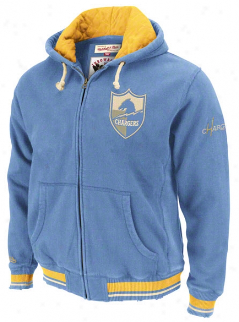 San Diego Chargers Mitchell & Ness Powder Blue Standing Room Full Zip Hooded Jacket