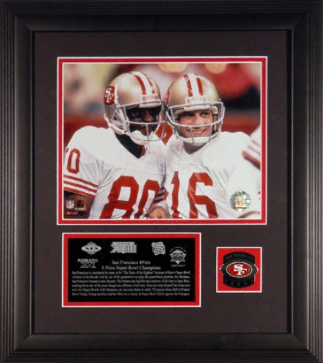 San Francisco 49ers - 5x Sb Cham0s - Framed 8x10 Photograph With Descriptive Dish Abd Team Medallion