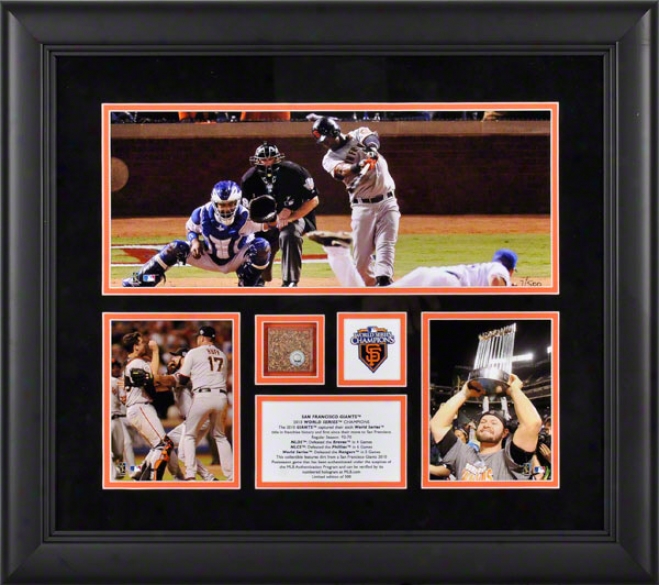 San Francisco Giants Framed 4-photograph Collage  Details: 2010 World Series Champions, Game Used Dirt - Limited Edition Of 500