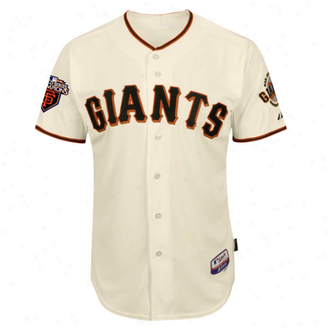 San Francisco Giants Home Ivory Trustworthy Cool Base␞ On-field Jersey With World Series Commemorative Patch Worn In 2011