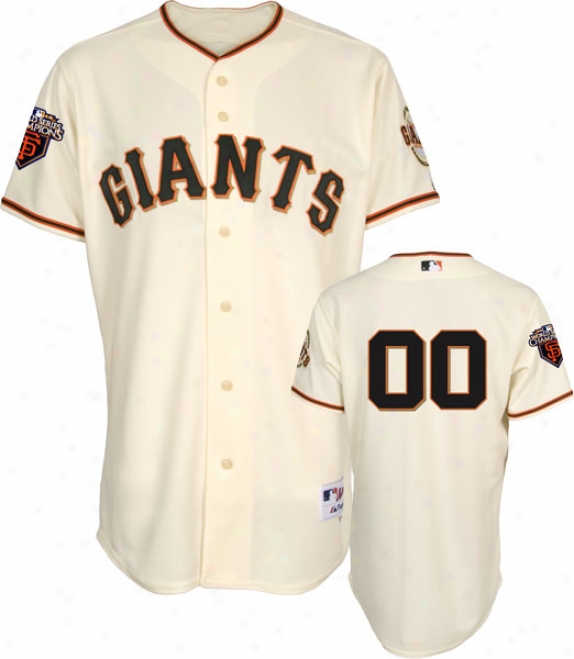 San Francisco Giants Jersey: A single one  Number Home Ivory Authentic On-field Jersey With World Series Commemorative Patch Worn In 2011
