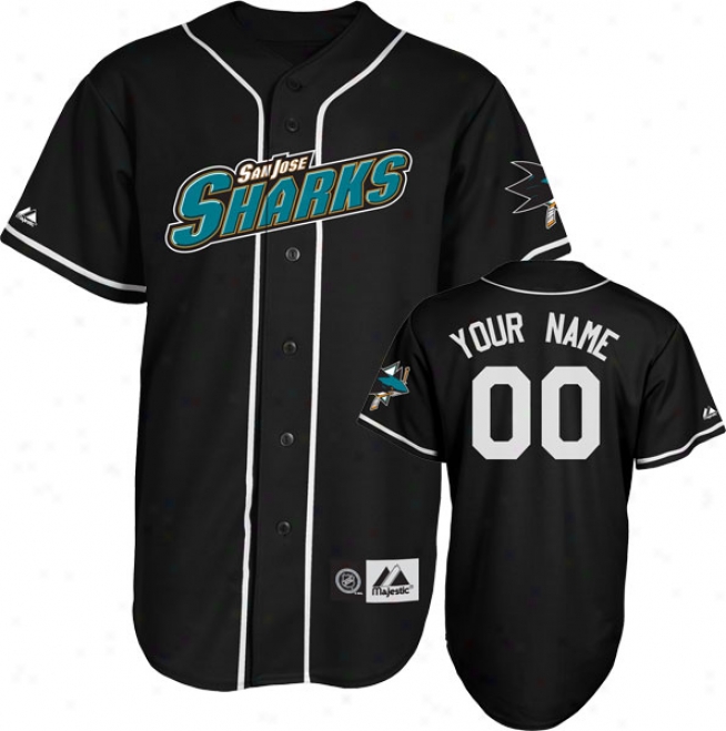 San Jose Sharks Jersey: Black Customizable Nhl Replica Basebalp Jersey