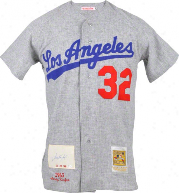 Sandy Koufax Los Angeles Dodgers Autographed Cc Jersey With1963 Patcch