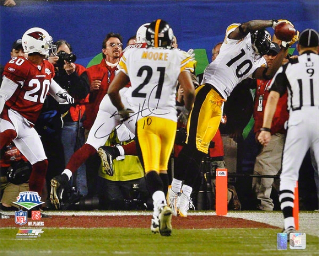 Santonio Holmes Autographed 16x20 Photograph  Particulars: Pittsburgh Steelers, Vs. Arizona Cardinals