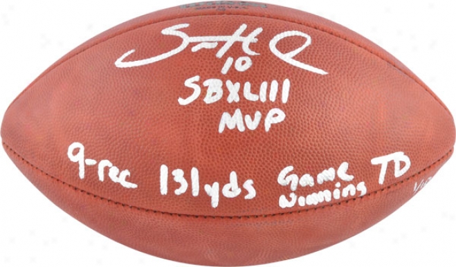 Santonio Holmes Autographed Football  Details: Pittsburgh Steelers, 4 Inscriptions