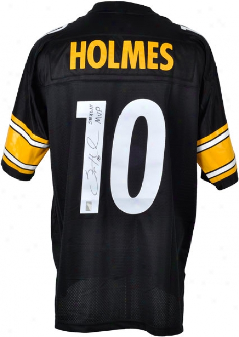 Santonio Holmes Autographed Jersey  Details: Pittsburgh Steelers, Reebok Eqt,sb Xliii Mvp Inscription