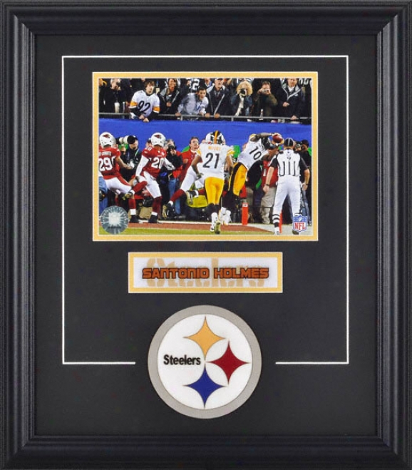 Santonio Holmes Framed 6x8 Photograph With Team Logo & Plate