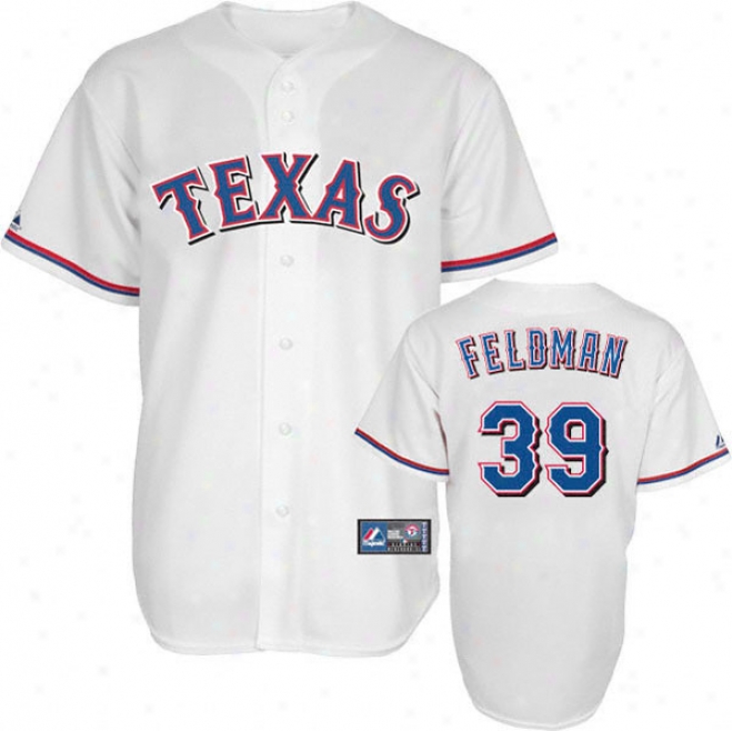 Scott Feldman Jersey: Adult Mauestic Home White Replicq #39 Texas Rangers Jersey