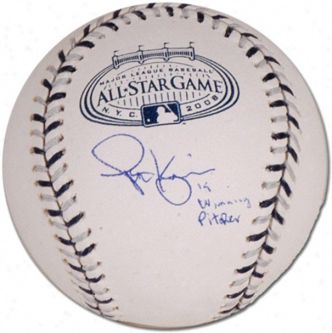 Scott Kazmir Autographed All-star Baseball In the opinion of Winning Pitcher Inscription