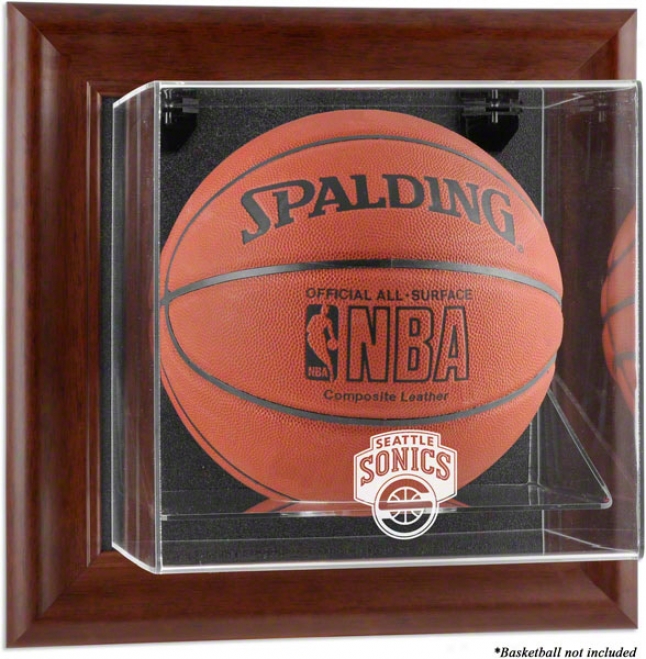 Seattle Supersonics Framed Wall Mounted Logo Basketball Display Case