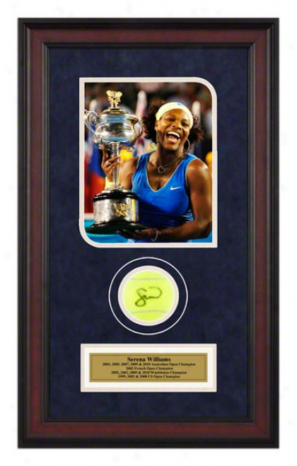 Sereba Williams 11th Grand Slam Title Framed Autographed Tennis Ball With Photo