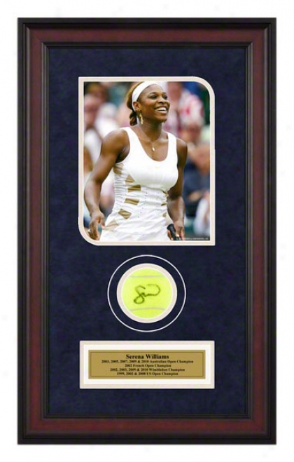 Serena Williams Wimbleon Framed Autographed Tennis Ball With Photo