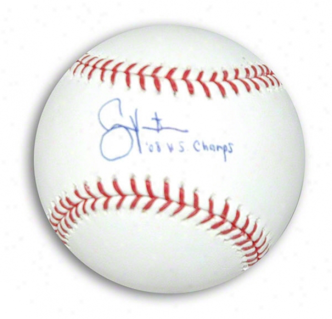 Shane Victorino Autographed Mlb Baseball Inscribed 08 Ws Champs