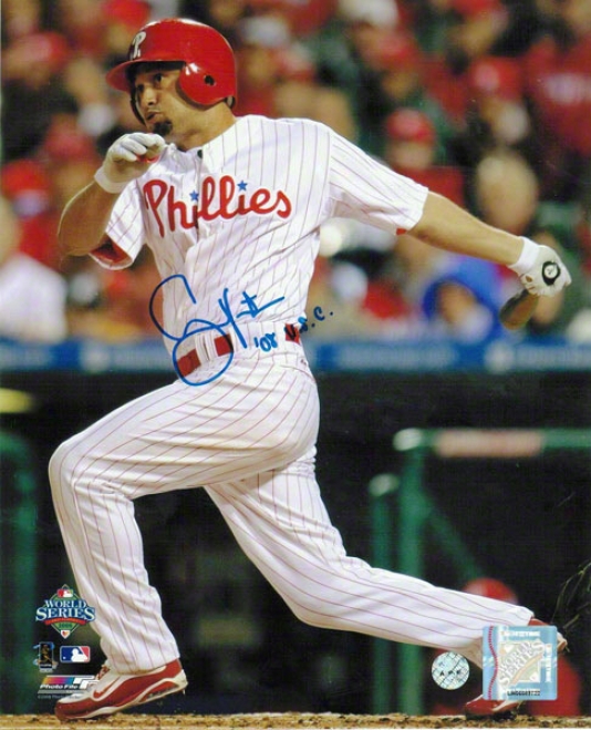 Shane Victorino Philadelphia Phillies Autographed 8x10 Photp Swing Inscribed 08 Wsc