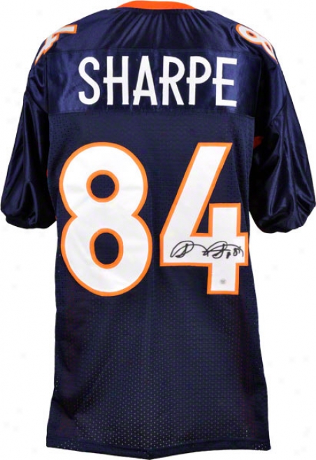 Shannon Sharpe Autographed Jersey  Details: Denver Broncos, Blue, Custom