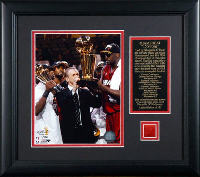 Shaquille O' Neal Miami Heat Framed 2006 Nba Champons 8x10 Photo W/ Game Used Jersey & Plate