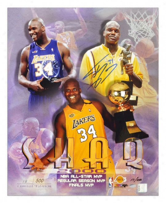 Shaquille O'neal Los Angeles Lakers 16x20 Autographed Mvpphoto Ltd. Ex. 250