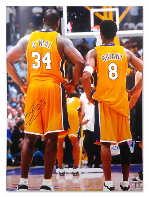 Shaquille O'neal Los Angeles Lakers Autographed 30x40 W/ Kobe Bryant Photo