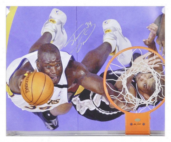 Shaquille O'neal Los Angeles Lakers Autographed Dunk Over Tim Duncan Photo