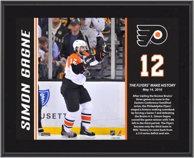 Simon Gagne Plaque  Details: Philadelphia Flyers, Historic Game 7 Goal, Sublimated, 10x13, Nhl Plaque