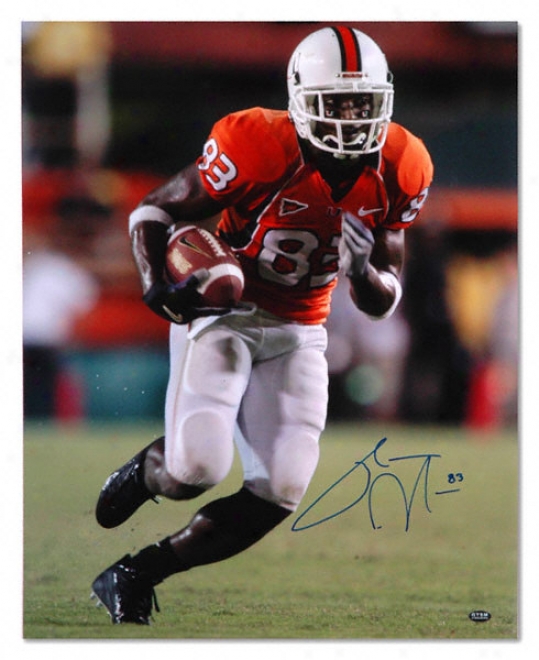 Sinorice Moss Miami Hurricanes Autographed 16x20 Photograph