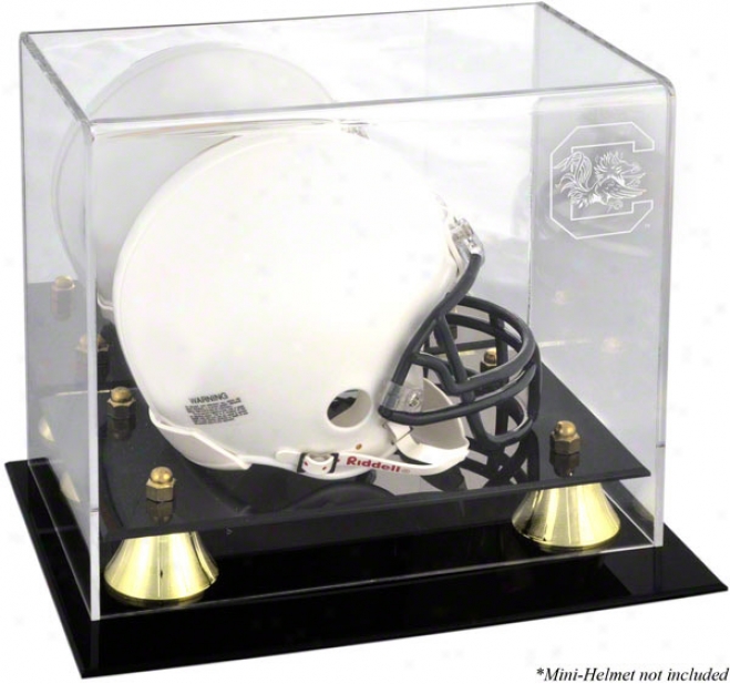 Souuth Carolina Gamecocks Golden Classic Logo Mini Helmet Display Case