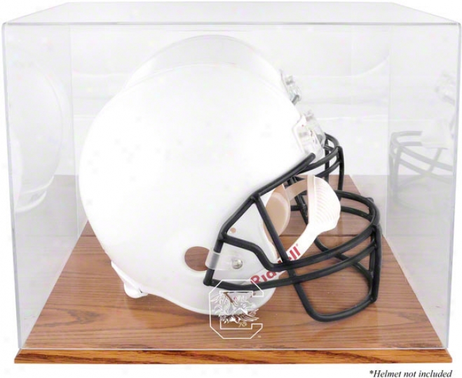 South Carolina Gamecocks Oak Base Logo Helme5 Display Case With Mirror Back