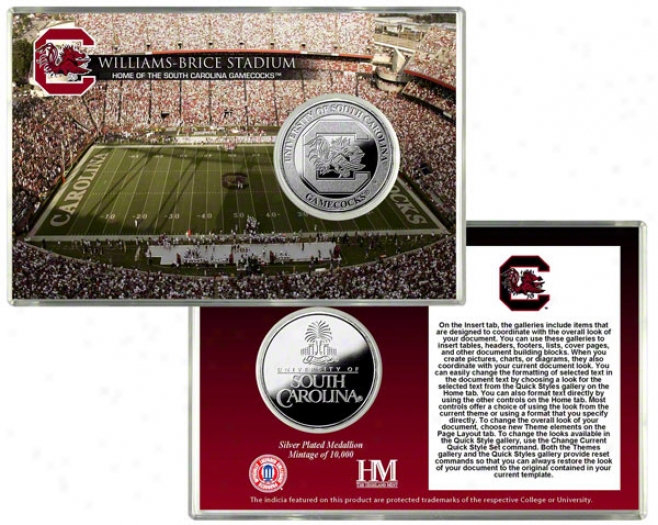 South Carolina Gamecocks Williams Brice Stadium Silver Coin Card