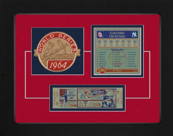 St. Louis Cardinals 1964 World Seies Replica Ticket & Patch Frame