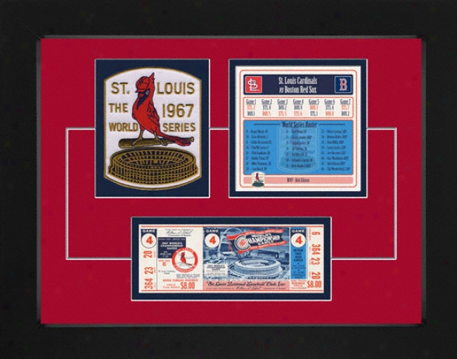 St. Louis Cardinals 1967 World Series Replica Ticket & Patch Frame