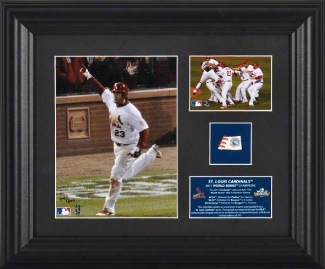 St. Louis Cardinals 2011 World Series Champs 2-pbotograph Framed Collectible W/ Game Used Baseball - Le Of 2011